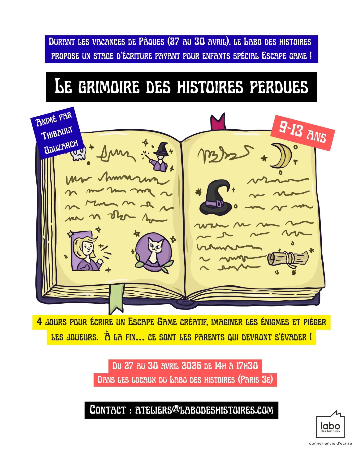 NOUVEAU - Stage d’écriture créative à Paris (9-13 ans) – Vacances de Pâques